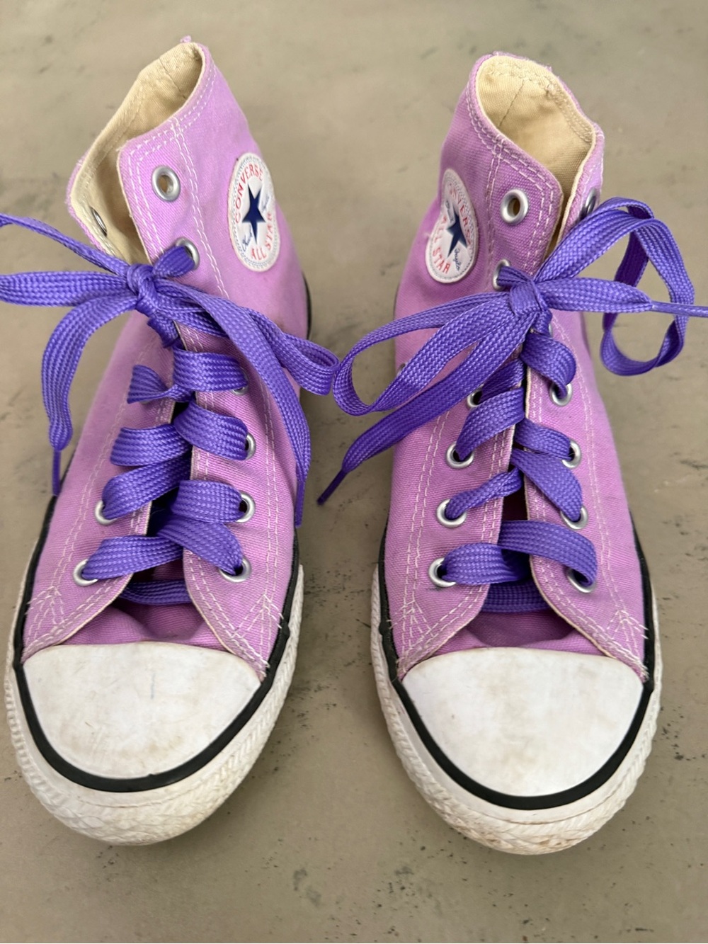 Converse Lavender Canvas High-Tops with Purple Laces